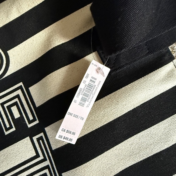 Victoria's Secret Black and White Striped Tote - Picture 3 of 3